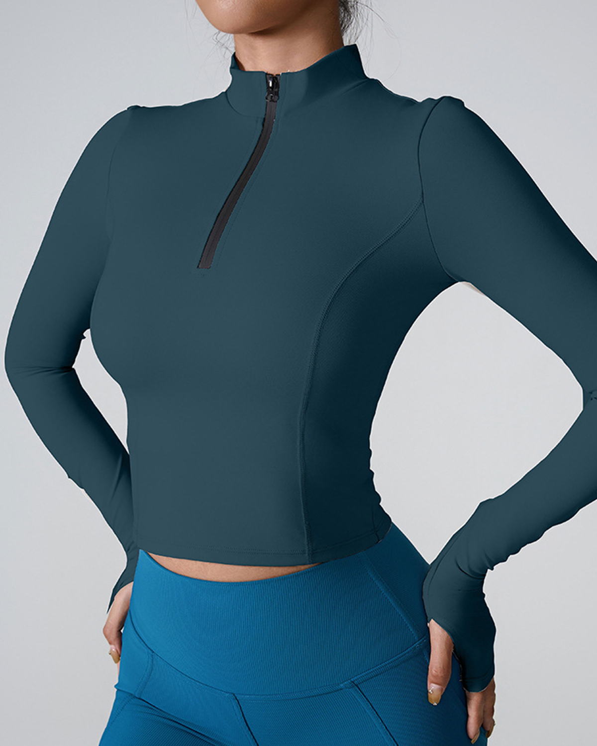 Half Zip Long-Sleeve Top