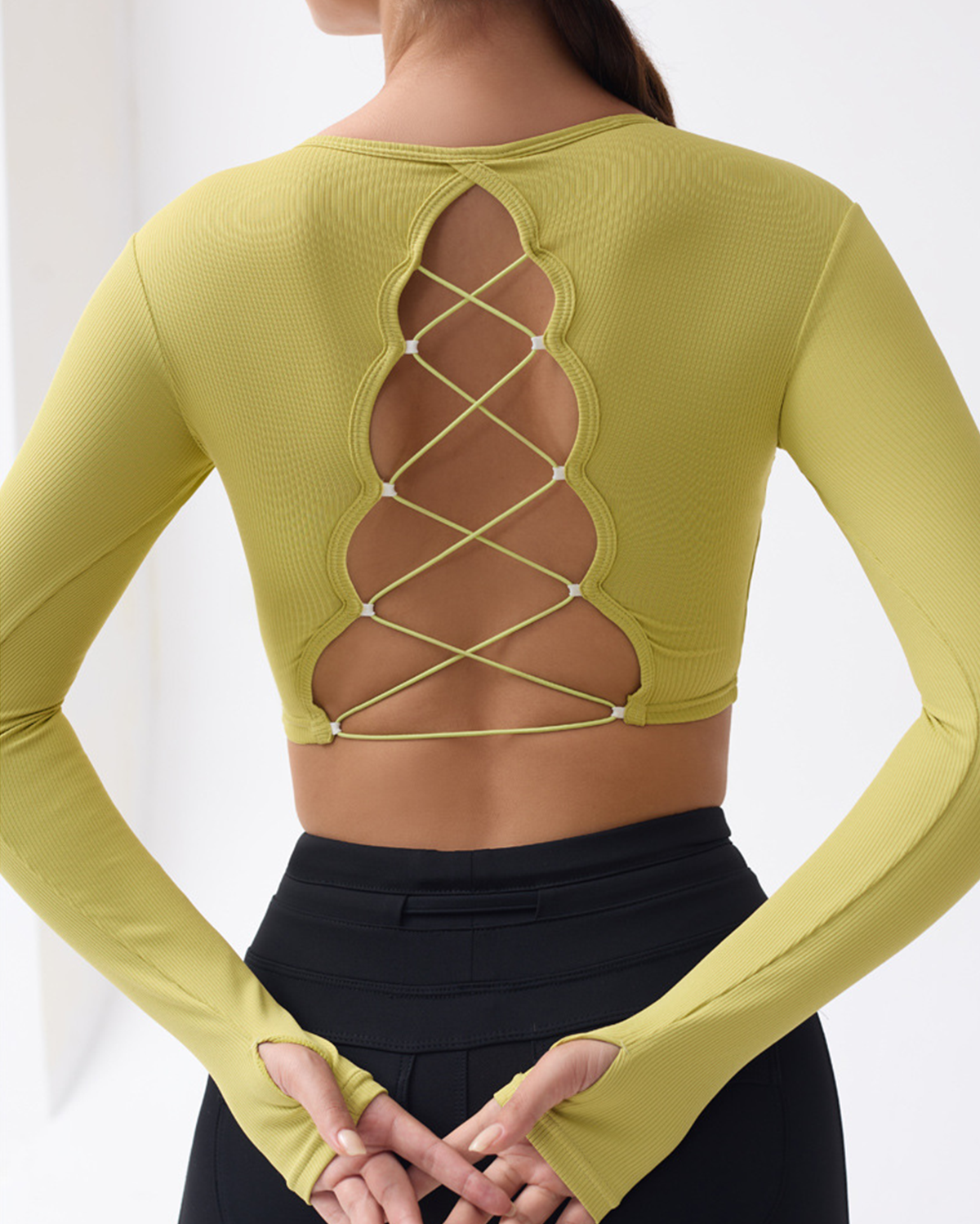 Strap Detail Cutout Long-Sleeve Shirt